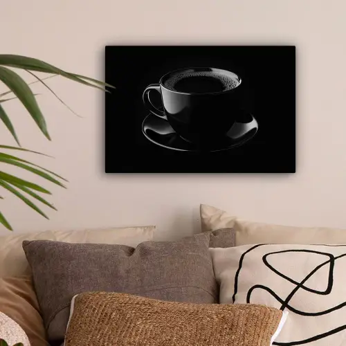 Zwart - Koffie - Kopje canvas 2cm klein -sfeer1