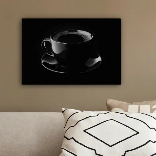 Zwart - Koffie - Kopje canvas 2cm klein -sfeer3