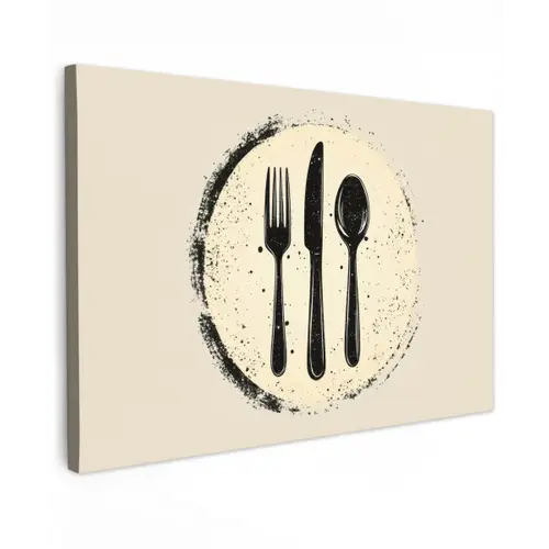 Zwart - Bestek - Rondje canvas 2cm klein -z3d