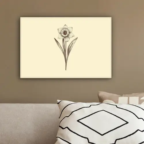 Zwart - Narcis - Illustratie canvas 2cm klein -sfeer3