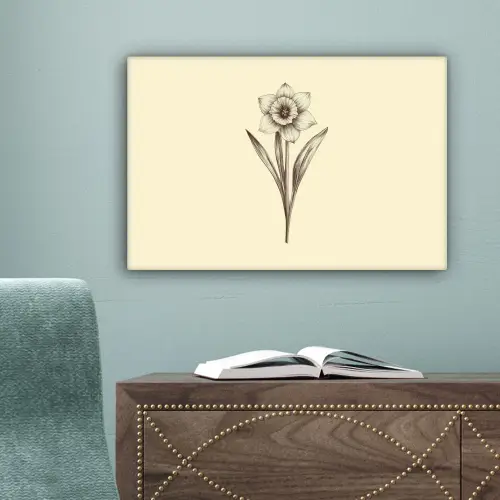 Zwart - Narcis - Illustratie canvas 2cm klein -sfeer4