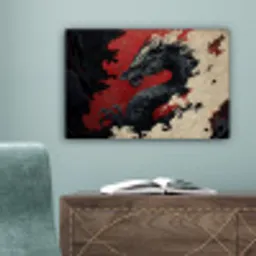 Zwarte draak - Rookwolken - Rood canvas 2cm klein -sfeer4