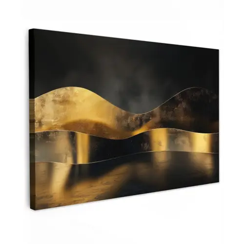 Zwart - Goud - Golven - Schaduw canvas 2cm klein -z3d
