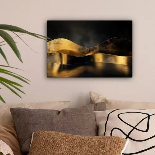 Zwart - Goud - Golven - Schaduw canvas 2cm klein -sfeer1