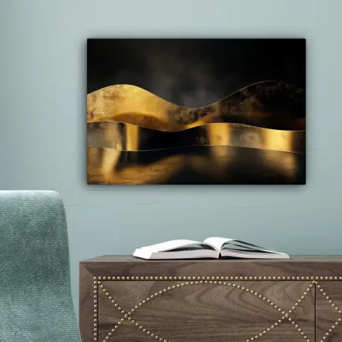 Zwart - Goud - Golven - Schaduw canvas 2cm klein -sfeer4