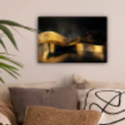 Zwart - Goud - Golven - Schaduw canvas 2cm klein -sfeer1