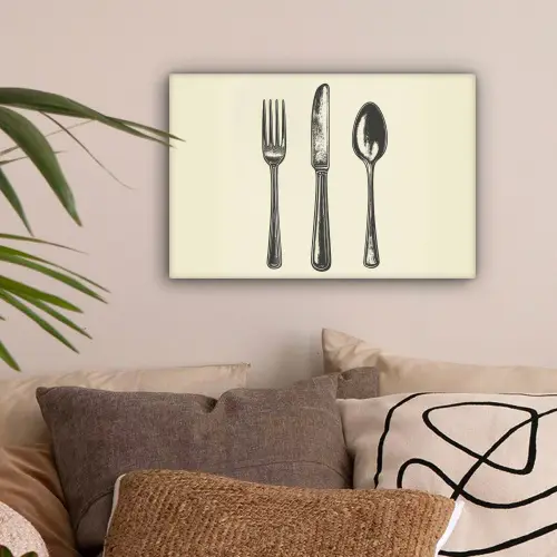 Zwart - Illustratie - Bestek canvas 2cm klein -sfeer1