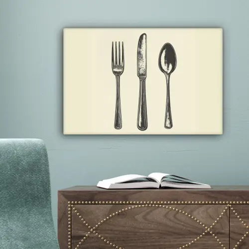 Zwart - Illustratie - Bestek canvas 2cm klein -sfeer4