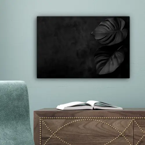 Zwart - Blad - Monstera canvas 2cm klein -sfeer4