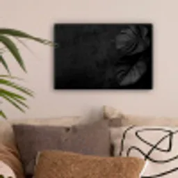 Zwart - Blad - Monstera canvas 2cm klein -sfeer1