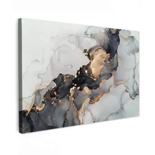 Zwart - Marmer - Luxe - Goud canvas 2cm klein -z3d