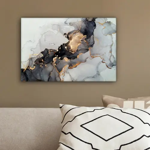 Zwart - Marmer - Luxe - Goud canvas 2cm klein -sfeer3