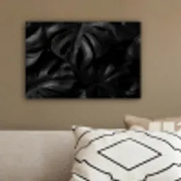Zwart - Monstera - Bladeren canvas 2cm klein -sfeer3