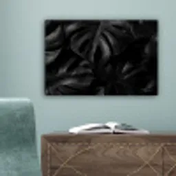 Zwart - Monstera - Bladeren canvas 2cm klein -sfeer4
