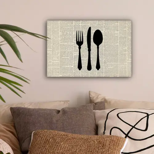 Zwart - Krant - Bestek canvas 2cm klein -sfeer1