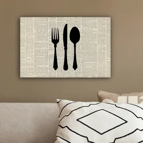 Zwart - Krant - Bestek canvas 2cm klein -sfeer3