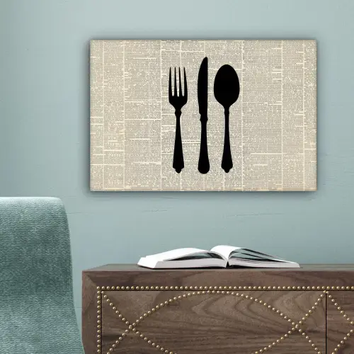 Zwart - Krant - Bestek canvas 2cm klein -sfeer4