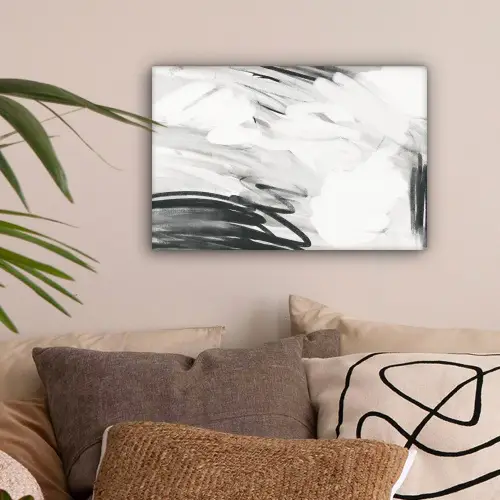 Zwart - Wit - Grijs - Abstract canvas 2cm klein -sfeer1