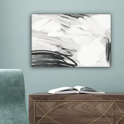 Zwart - Wit - Grijs - Abstract canvas 2cm klein -sfeer4