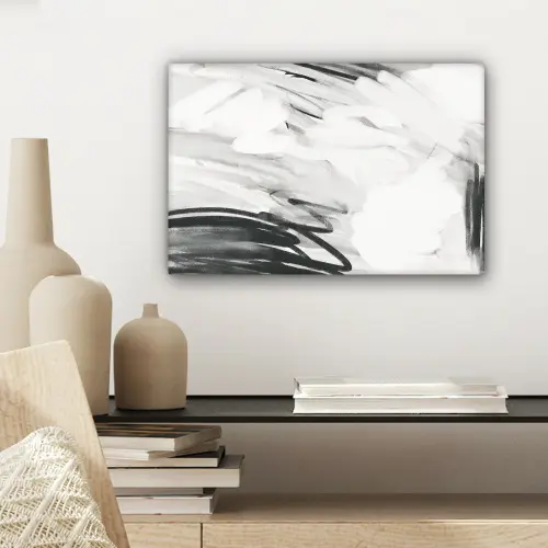 Zwart - Wit - Grijs - Abstract canvas 2cm klein -sfeer6