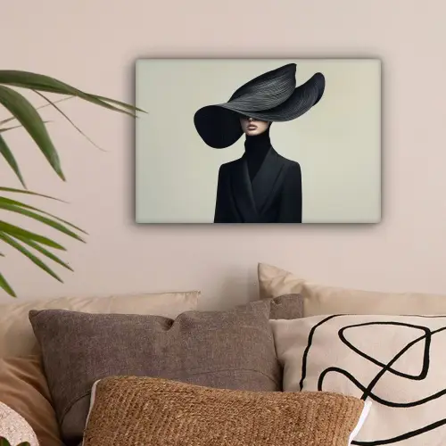 Zwart - Vrouw - Hoed canvas 2cm klein -sfeer1
