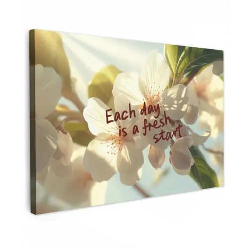 Bloesems - Zonlicht - Quote - Wit canvas 2cm klein -z3d
