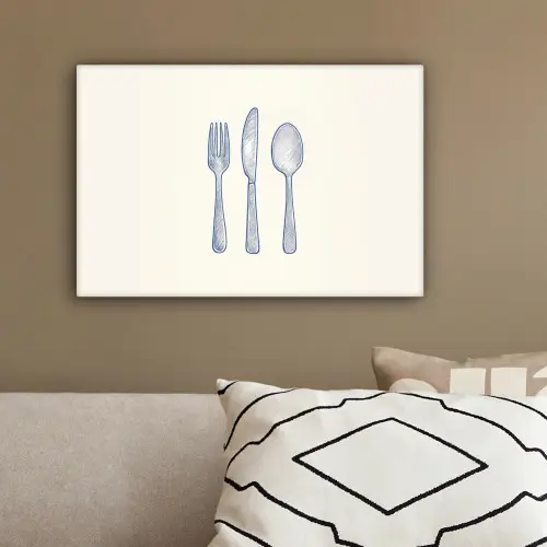 Blauw - Bestek - Lijn canvas 2cm klein -sfeer3