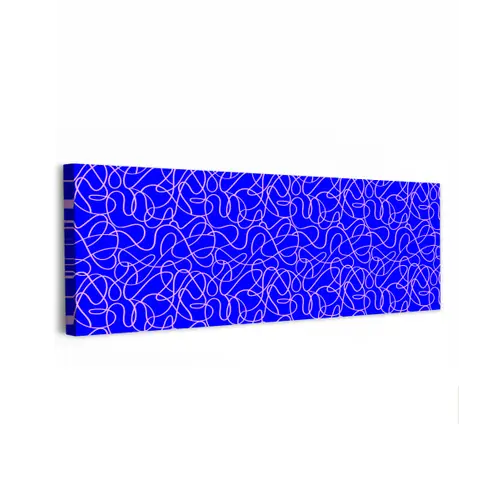 Blauw - Lijnen - Roze - Abstract canvas 2cm klein 828 -z3d