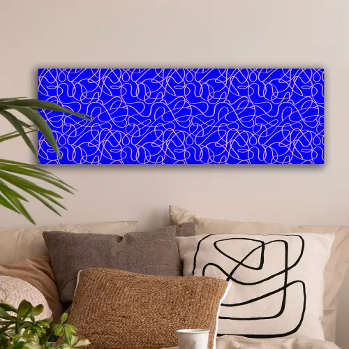 Blauw - Lijnen - Roze - Abstract canvas 2cm klein 828 -sfeer1