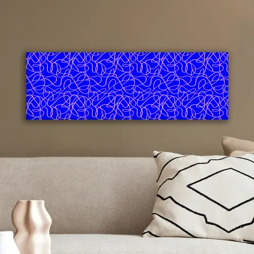 Blauw - Lijnen - Roze - Abstract canvas 2cm klein 828 -sfeer3