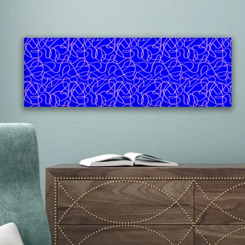 Blauw - Lijnen - Roze - Abstract canvas 2cm klein 828 -sfeer4