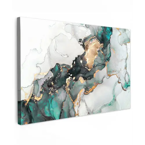 Blauw - Marmer - Goud canvas 2cm klein -z3d