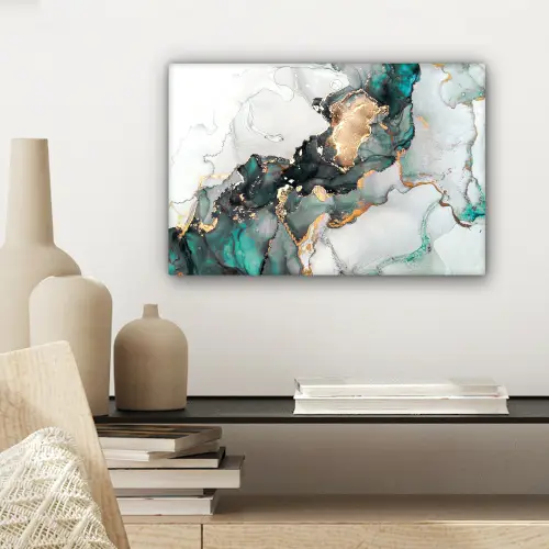 Blauw - Marmer - Goud canvas 2cm klein -sfeer6