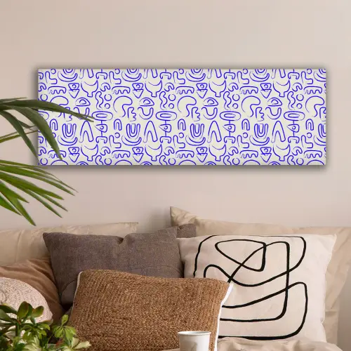 Blauw - Patroon - Abstract - Beige canvas 2cm klein 828 -sfeer1