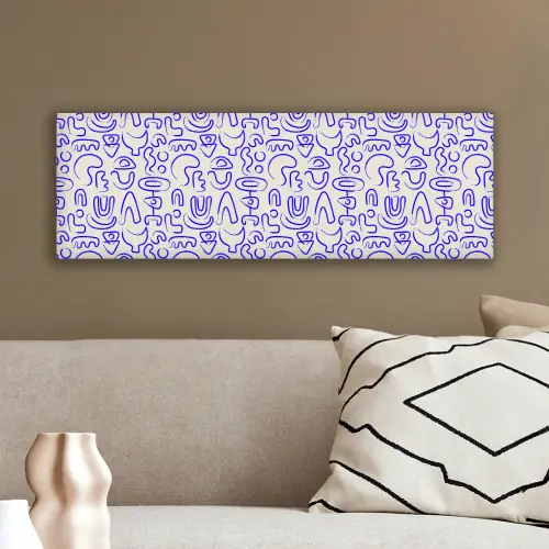 Blauw - Patroon - Abstract - Beige canvas 2cm klein 828 -sfeer3