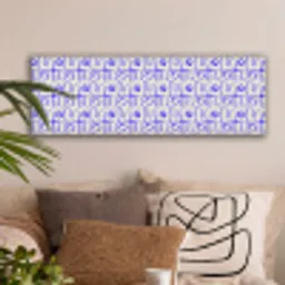 Blauw - Patroon - Beige - Abstract canvas 2cm klein 828 -sfeer1
