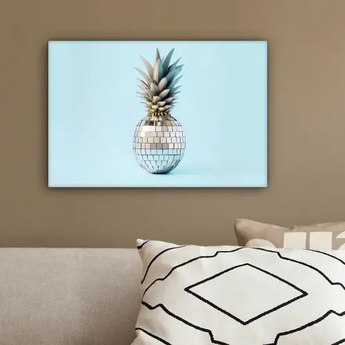 Blauw - Ananas - Disco - Discobal canvas 2cm klein -sfeer3
