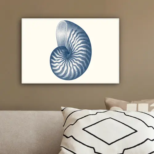 Blauw - Schelp - Spiraal canvas 2cm klein -sfeer3