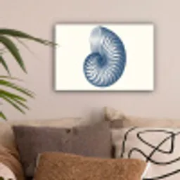 Blauw - Schelp - Spiraal canvas 2cm klein -sfeer1