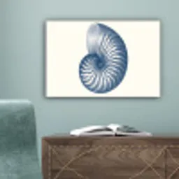 Blauw - Schelp - Spiraal canvas 2cm klein -sfeer4