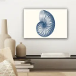 Blauw - Schelp - Spiraal canvas 2cm klein -sfeer6