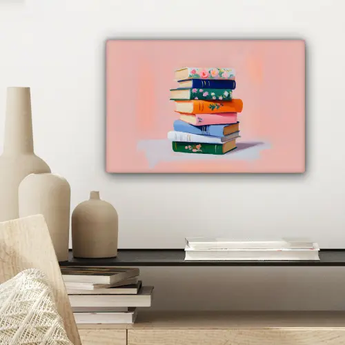 Boeken - Stapel - Kleurrijk canvas 2cm klein -sfeer6