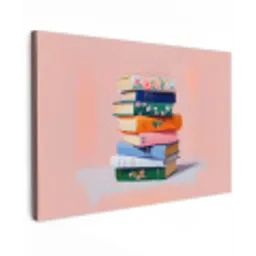 Boeken - Stapel - Kleurrijk canvas 2cm klein -z3d