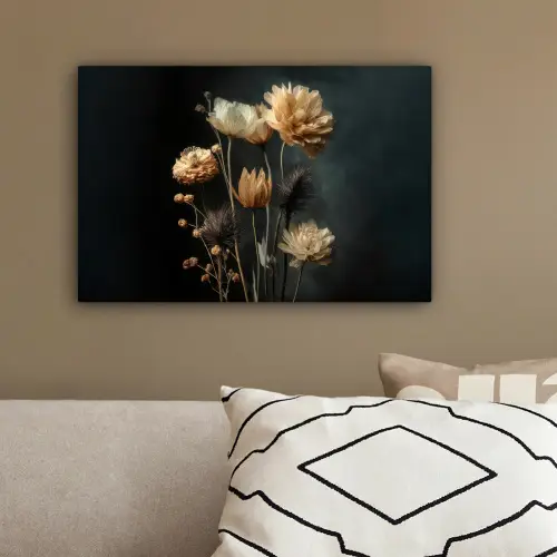 Boeket - Bloemen - Licht - Zwart canvas 2cm klein -sfeer3