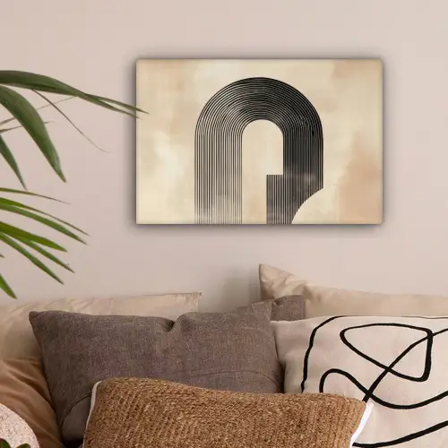 Boog - Strepen - Minimalistisch - Zwart canvas 2cm klein -sfeer1
