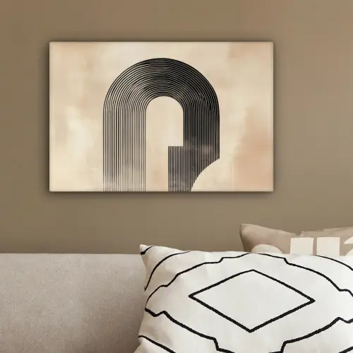 Boog - Strepen - Minimalistisch - Zwart canvas 2cm klein -sfeer3