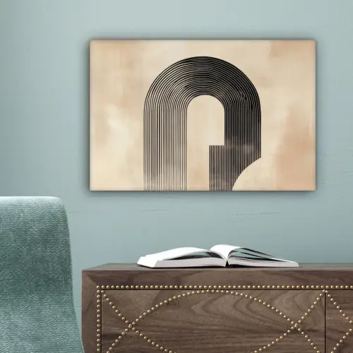 Boog - Strepen - Minimalistisch - Zwart canvas 2cm klein -sfeer4