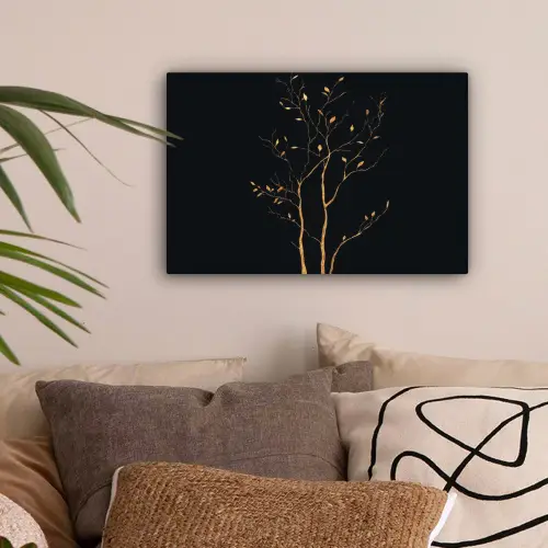 Takken - Blaadjes - Zwart canvas 2cm klein -sfeer1