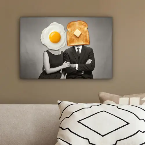 Ontbijt - Koppel - Ei - Brood canvas 2cm klein -sfeer3