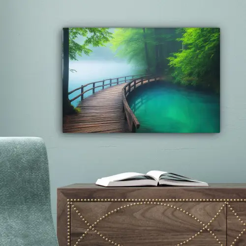 Brug - Water - Rivier - Bos canvas 2cm klein -sfeer4